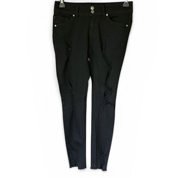 Wallflower Denim - Wallflower Distressed Skinny Jeans Black Denim